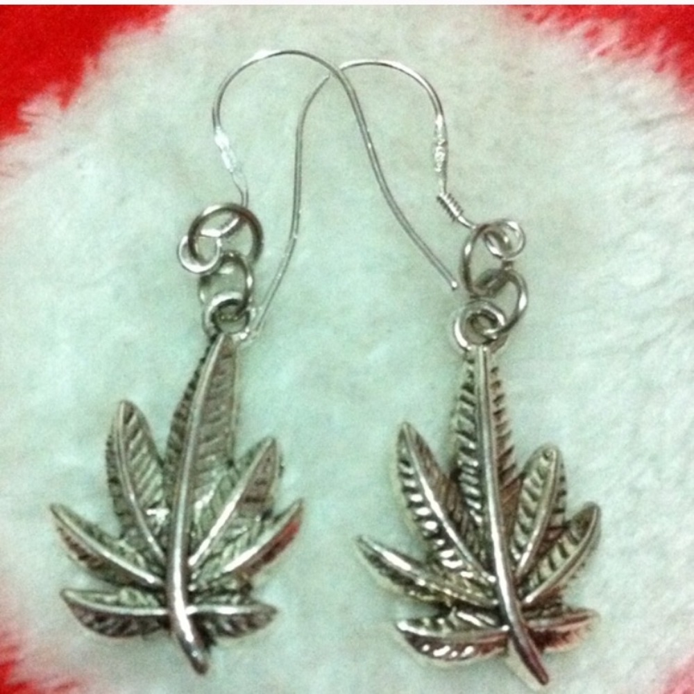 Sterling Silver Tibetan Maple Leaf Earrings